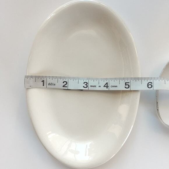 Rae Dunn Magenta EAT Fork Spoon Knife Minimalist Art Dish Decorative Oval Plate - Picture 6 of 8